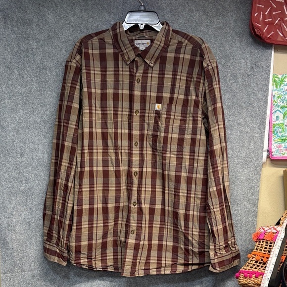 Carhartt Other - Carhartt relaxed fit full button down Plaid long sleeve Shirt double pocket XL